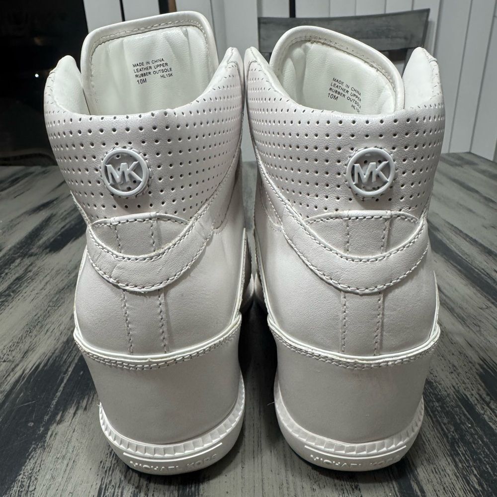 Michael Kors Women’s Nikko Optic White High-Top Hidden Wedge Sneakers Size 10 - Picture 10 of 12